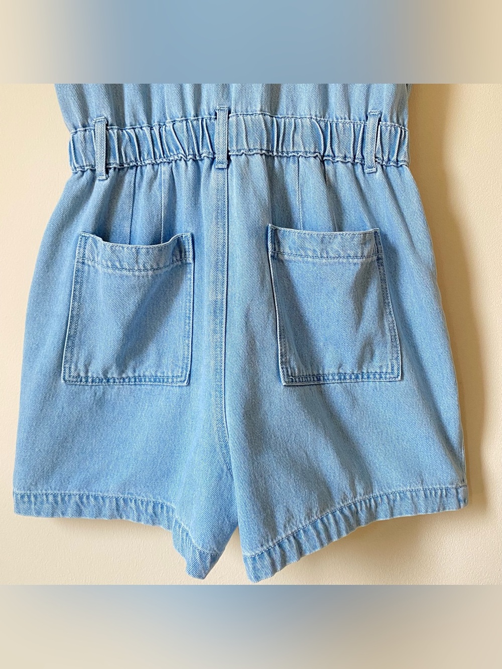 LOFT Light Wash Denim Utility Romper Size 6 Soft Lyocell Western Cowgirl - Picture 11 of 13